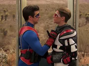 L-R: Captain Man / Ray Manchester (Cooper Barnes), Henry Hart (Jace Norman)