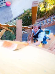 Pete building the stairs.
