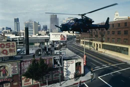 Der Hubschrauber "Blue Thunder" des Los Angeles Police Department ist mit der neuesten Technik ausgestattet und soll der Polizei bei der Bek&auml;mpfung von Verbrechen helfen.