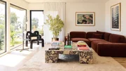 Host Christina Hall's staging of the Quigley&rsquo;s living room, as seen on Christina on the Coast, Season 5.
