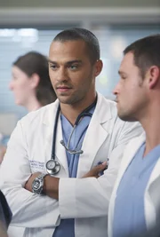 Alex (Justin Chambers, r.) und Jackson (Jesse Williams, l.) k&ouml;nnen die Neuigkeiten noch gar nicht fassen.