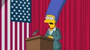 Marge (Bild) beschlie&szlig;t, sich als B&uuml;rgermeisterin aufstellen zu lassen, nachdem sie von B&uuml;rgermeister Quimby mit einem frauenfeindlichen Kommentar zum Schweigen gebracht wurde ...