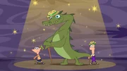 Als Familie Flynn einen Ausflug zum Loch Nase macht, sp&uuml;ren Phineas (li.) und Ferb das Monster auf, das dort sein Unwesen treibt.