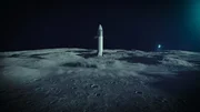 CGI: Eine Rakete landet auf dem Mond: Das Ziel ist, sp&auml;testens bis 2030 wieder auf dem Mond zu landen.