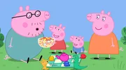 L-R: Daddy Pig, Peppa Pig, George Pig, Mummy Pig