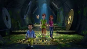 Michael, Tinker Bell, Peter Pan und Wendy suchen nach John. Ob sie ihn auch in der Halle der Chumbas finden k&ouml;nnen?