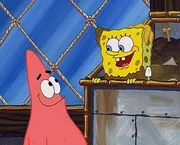 SpongeBob und Patrick suchen im M&uuml;ll nach SpongeBobs Namensschild.