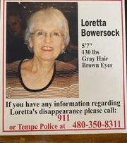 Plakat einer vermissten Person: Loretta Bowersock Plakat einer vermissten Person: Loretta Bowersock