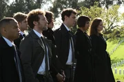 Dr. Clark Edison (Eugene Byrd), Wendell Bray (Michael Grant Terry), Dr. Jack Hodgins (T. J. Thyne), Angela Montenegro (Michaela Colin), Dr. Camille Saroyan (Tamara Taylor) und Dr. Temperance "Bones" Brennan (Emily Deschanel)