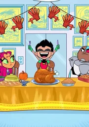 v.li.: Starfire, Robin, Cyborg