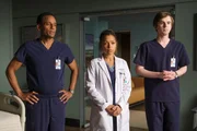 L-R: Dr. Marcus Andrews (Hill Harper), Dr. Claire Browne (Antonia Thomas) and Dr. Shaun Murphy (Freddie Highmore).