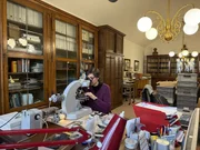 Lidia Pittarello erforscht Gesteinsproben.