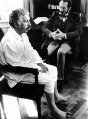 Weil ihn die Gicht plagt, sucht Zacharias Br&auml;sig (Fritz Hollenbeck, links), den Arzt Dr. Ehrfurcht (Heinz Lieven) auf.