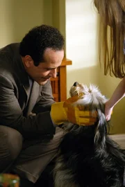 Adrian Monk (Tony Shalhoub) kann nicht zulassen, dass der Hund Shelby in der T&ouml;tungsstation landet und nimmt ihn kurzerhand bei sich auf.