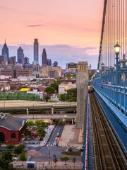 Philadelphia Skyline from Benjamin Franklin Bridge, Pennsylvania, America