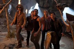 Douglas Smith (Tyson), Leven Rambin (Clarisse), Brandon T. Jackson (Grover), Alexandra Daddario (Annabeth Chase), Logan Lerman (Percy Jackson).