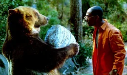 Dr. Dolittle (Eddie Murphy) versucht Archie (gesprochen von Kai Wiesinger) f&uuml;r das Leben in der Wildnis fit zu machen.