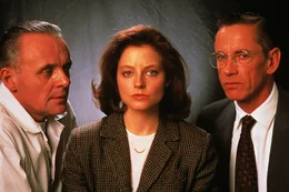 v.l. Anthony Hopkins als Dr. Hannibal Lecter, Jodie Foster als Clarice Starling und Scott Glenn als Jack Crawford