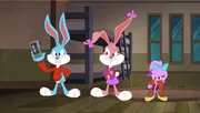 v.li.: Buster Bunny, Babs Bunny, Sweetie Bird.