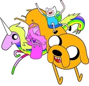 L-R: Lady Rainicorn (Niki Yang), Princess Bubblegum (Hynden Walch), Jake (John DiMaggio), Finn (Jeremy Shada)