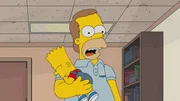 Homer (r.) erinnert sich daran, dass das Leben ohne Kinder so viel einfacher war und sich sein ganzes Leben ge&auml;ndert hat, als Bart (l.) auf die Welt kam ...