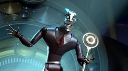 Ratchet, Pr&auml;sident von Bigweld Industries, m&ouml;chte Robot City von allen alten, maroden Robotern befreien und sie zu Altmetall verarbeiten.