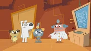 Dog und Puck machen die Bekanntschaft mit einem Professor und seinem traurigen Roboterhund.