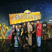 v.li. Tanja Schumann, Wigald Boning, Thomas Krappweis, Esther Schweins, Olli Dittrich, Mirco Nontschew und Stefan J&uuml;rgens.