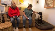 Mit viel Geduld arbeitet Tiertherapeutin Stefanie Hangen (l.) mit ihren vierbeinigen Patienten. Heute ist sie bei Gaby und ihrer Angsth&uuml;ndin Vika.