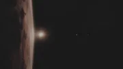 CGI of the surface of Mars with Earth and the sun in view. (credit: National Geographic)