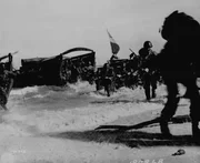 Wake Island, Dutch New Guinea - American troops of the 163rd Infantry Regiment hit the beach from Higgins boats during the invasion of Wake Island, Dutch New Guinea.