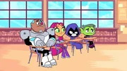 v.li.: Cyborg, Starfire, Raven, Beast Boy