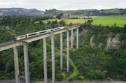 Der Rangitikei-Viadukt in der Nähe von Wellington: Seine Pfeiler stehen auf Dämpfern, die im Falle eines Erdbebens auf eine Seite kippen, aber nicht einstürzen. Der Rangitikei-Viadukt in der Nähe von Wellington: Seine Pfeiler stehen auf Dämpfern, die im Falle eines Erdbebens auf eine Seite kippen, aber nicht einstürzen.