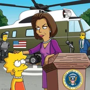 Lisa (l.) trifft auf Michelle Obama, die First Lady von Amerika (r.), die sie ermutigt, ein geistiger &Uuml;berflieger zu bleiben.