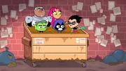 v.li.: Cyborg, Beast Boy, Starfire, Raven, Robin