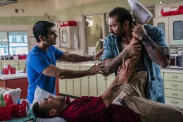 (v.l.n.r.) Stu (Kumail Nanjiani); Amo Cortez (Rene Moran); Vic Manning (Dave Bautista)