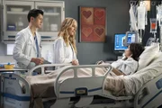 Bringen schlechte Neuigkeiten, (v.l.n.r.): Dr. Benson Kwan (Harry Shum jr.); Dr. Teddy Altman (Kim Raver); Nora Young (Floriana Lima)