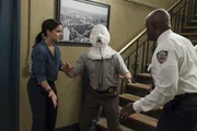 (v.l.n.r.) Amy Santiago (Melissa Fumero); Charles Boyle (Joe Lo Truglio); Captain Ray Holt (Andr&eacute; Braugher)