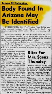 Zeitungsartikel &uuml;ber Leichenfund in Arizona.