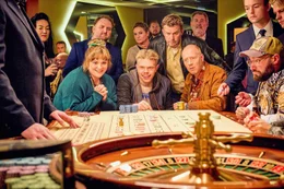 Theresa (Stefanie Reinsperger, l.), Lotto-Otto (Johannes Berzl, m.) und Rudi (Simon Schwarz, r.) geraten in einen regelrechten Gl&uuml;cksspielrausch. Franz (Sebastian Bezzel) ist eher skeptisch.