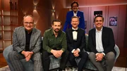 Von links: Oliver Welke, Klaas Heufer-Umlauf, Michael Kessler, J&ouml;rg Draeger und Bastian Pastewka am Set von &bdquo;Welke & Pastewka - Wiedersehen macht Freude!&ldquo;