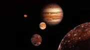 Die Galileischen Monde Io, Europa, Ganymed und Kallisto sind die vier gr&ouml;&szlig;ten der 79 bekannten Satelliten des Planeten Jupiter.