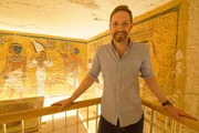 Dr. Chris Naunton - Egyptologist - in Tutankamun's tomb - pictured by the North wall that shows Tutankamun and his successor, Ay, who performs the opening of the mouth ceremony on the dead King's mummy Dr. Chris Naunton - Egyptologist - in Tutankamun's tomb - pictured by the North wall that shows Tutankamun and his successor, Ay, who performs the opening of the mouth ceremony on the dead King's mummy