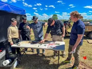 Erik Bard (l.), Bryant 'Dragon' Arnold (2.v.l.), Thomas Winterton (m.), Travis Taylor (l.)