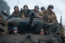 Brad Pitt (Don 'Wardaddy' Collier), Logan Lerman (Norman Ellison), Scott Eastwood (Sergeant Miles), Shia LaBeouf (Boyd 'Bible' Swan), c (Trini 'Gordo' Garcia).