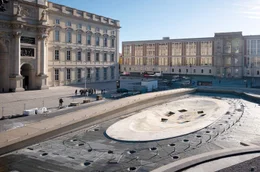 Das Einheitsdenkmal am Schlossplatz in Berlin im Rohbau