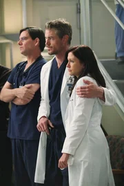 Ein Amokl&auml;ufer hat im Pacific College das Feuer auf Studenten und Lehrk&ouml;rper er&ouml;ffnet. Dutzende Patienten werden erwartet. Das rei&szlig;t in allen, alte Wunden auf und Unverarbeitetes kommt an die Oberfl&auml;che: Lexie (Chyler Leigh, r.) und Mark (Eric Dane, M.) ...