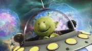 Pootle fliegt mit seinem Raumschiff durch das kosmische Flirreln.