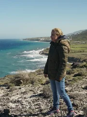 Dr. Evi Nomikou, Meeresgeologin, auf Santorin.