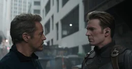 L-R: Tony Stark / Iron Man (Robert Downey jr.), Steve Rogers / Captain America (Chris Evans).